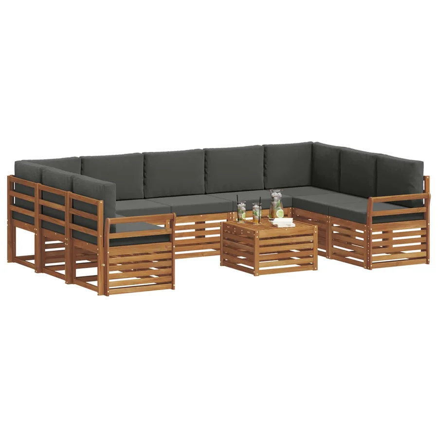 Ensembles de canapés avec coussin 10 pcs Naturel et Anthracite - 3