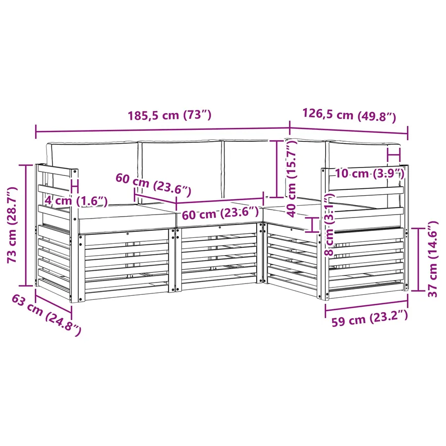 Ensembles de canapés avec coussin 4 pcs Naturel et Crème - 9