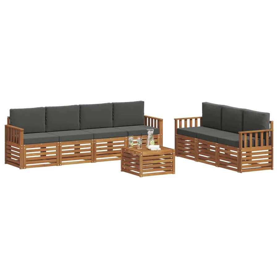 Ensembles de canapés avec coussin 8 pcs Naturel et Anthracite - 3