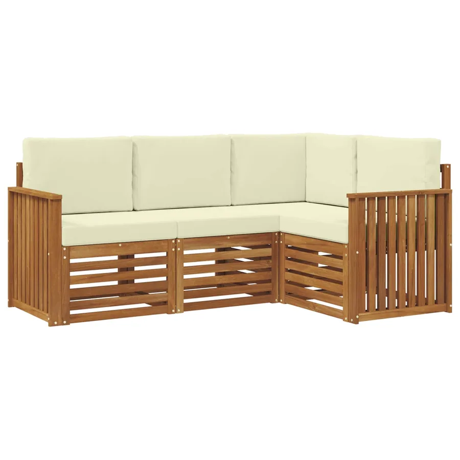 Ensembles de canapés avec coussin 4 pcs Naturel et Crème - 2