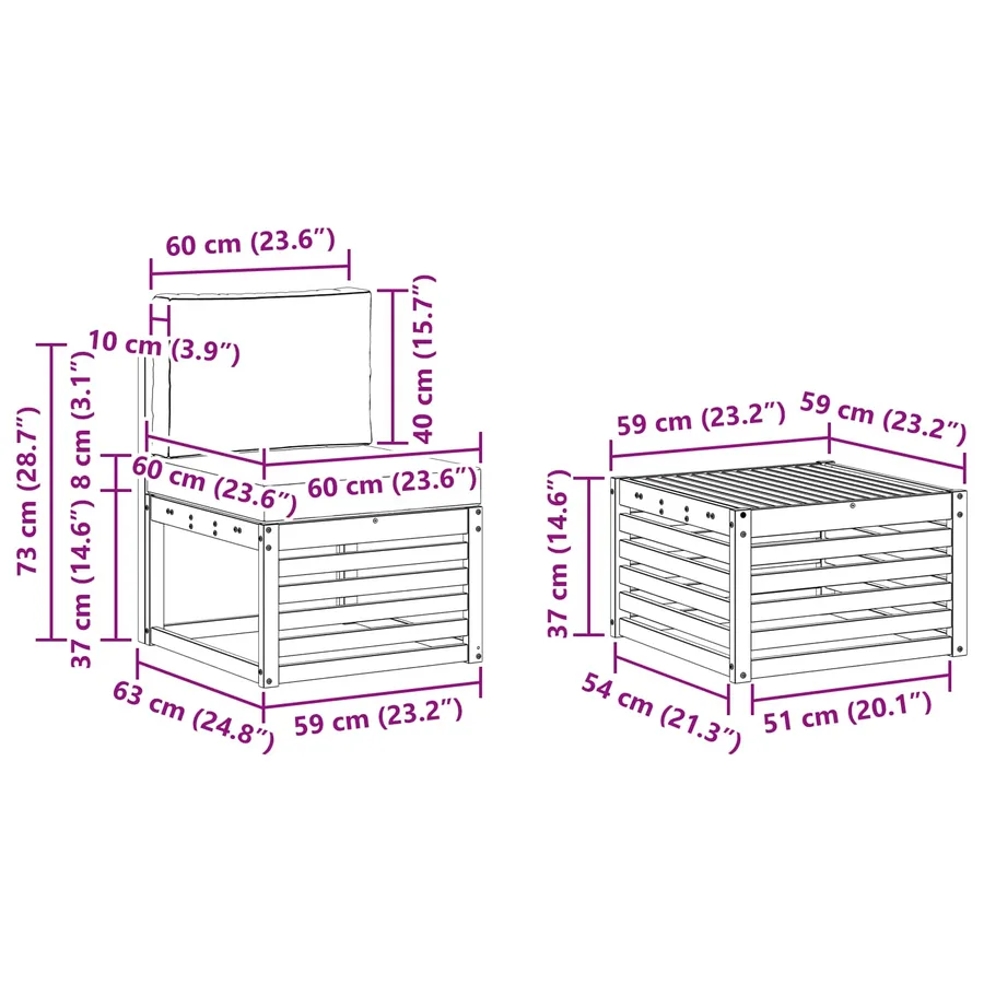 Ensemble de canapés d'extérieur 7 pcs Naturel et Crème - 8