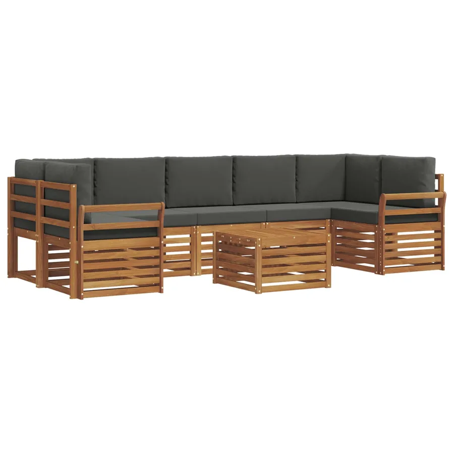 Ensemble de canapés d'extérieur 8 pcs Naturel et Anthracite - 2