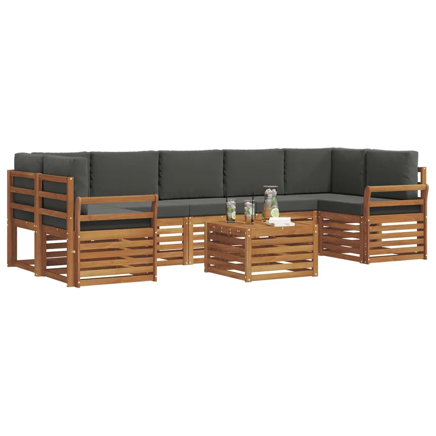 Ensemble de canapés d'extérieur 8 pcs Naturel et Anthracite - 3