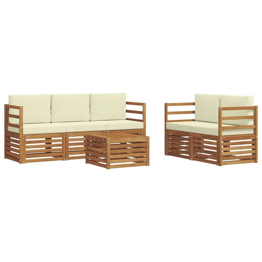 Ensembles de canapés avec coussin 6 pcs Naturel et Crème - 2
