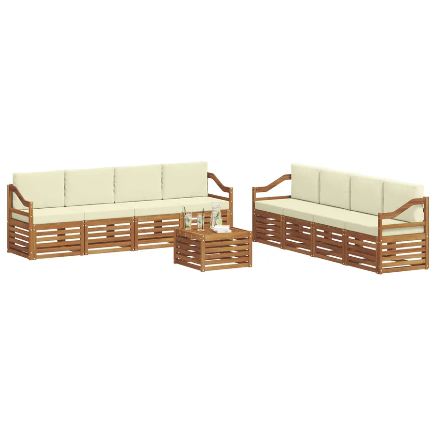 Ensembles de canapés avec coussin 9 pcs Naturel et Crème - 3