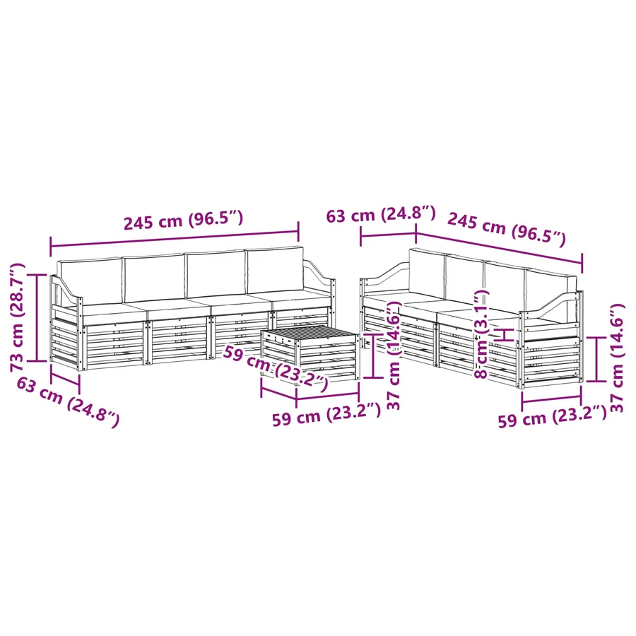 Ensembles de canapés avec coussin 9 pcs Naturel et Crème - 9