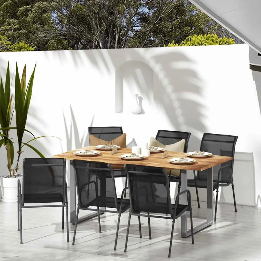 Chaises de jardin lot de 6 Acier et textilène Noir