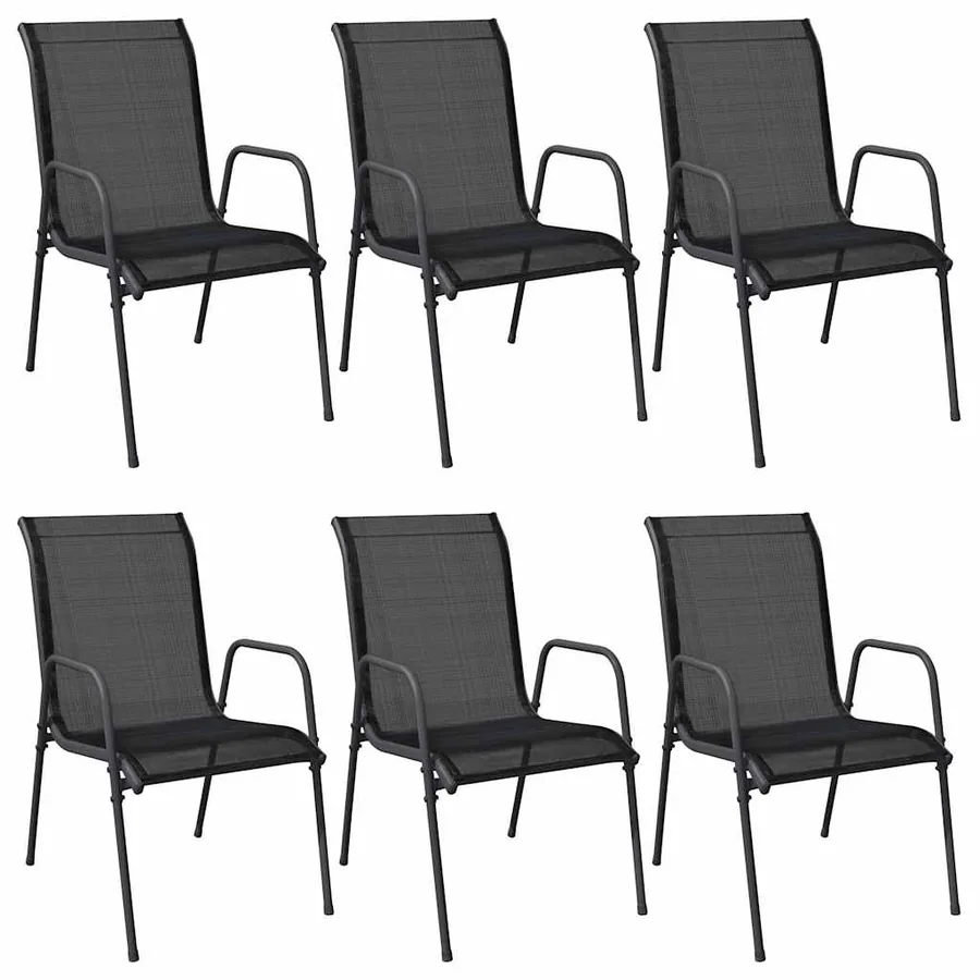 Chaises de jardin lot de 6 Acier et textilène Noir - 2