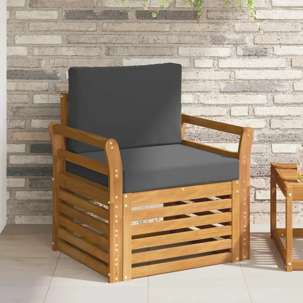 Canapé d’extérieur Bois d'acacia massif et polyester Naturel