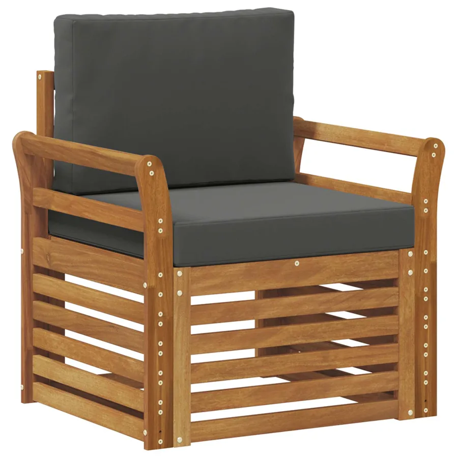 Canapé d’extérieur Bois d'acacia massif et polyester Naturel - 2