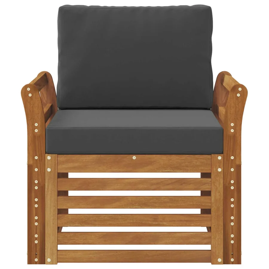 Canapé d’extérieur Bois d'acacia massif et polyester Naturel - 3