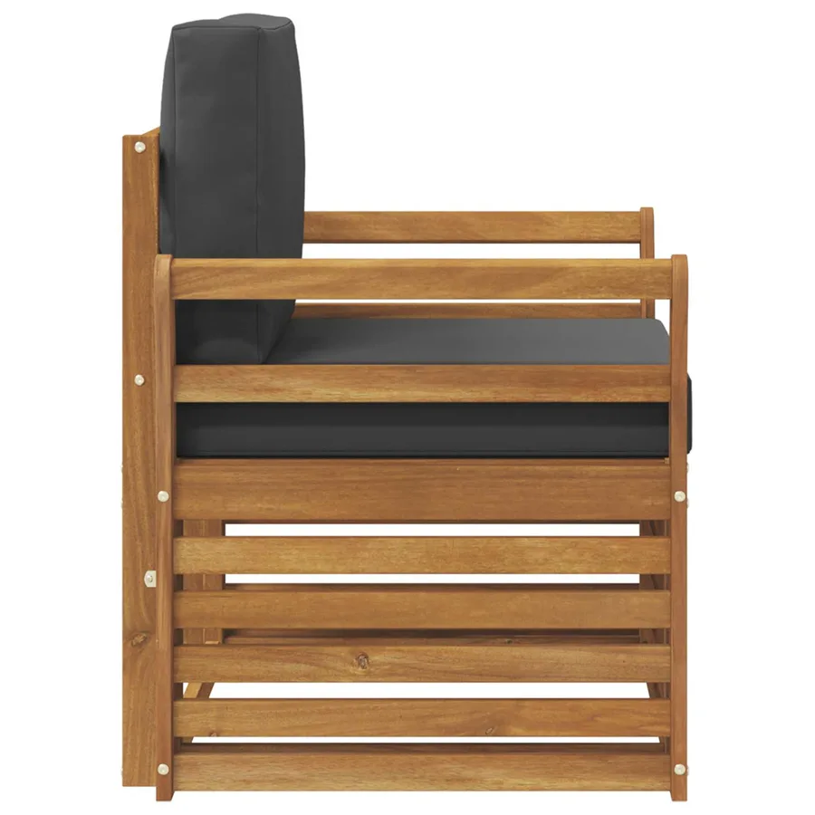 Canapé d’extérieur Bois d'acacia massif et polyester Naturel - 4