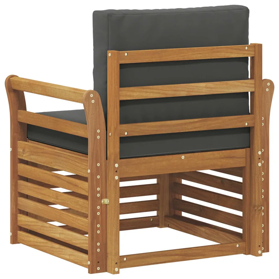 Canapé d’extérieur Bois d'acacia massif et polyester Naturel - 5