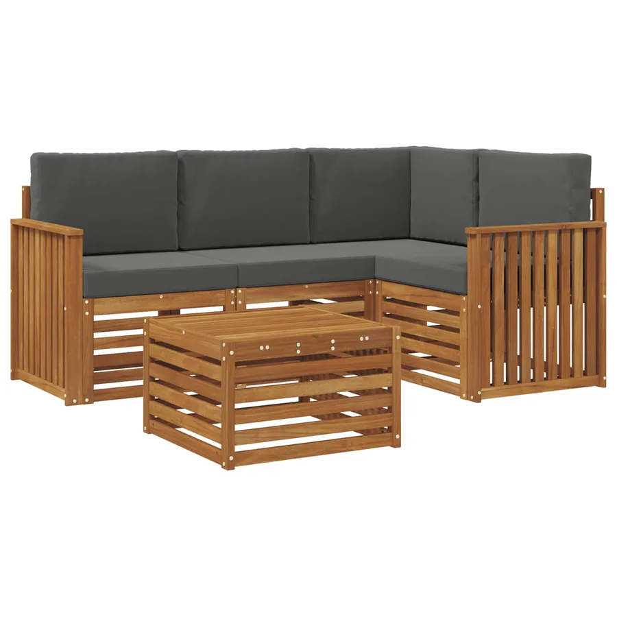 Ensemble de canapés d'extérieur 5 pcs Naturel et Anthracite - 2