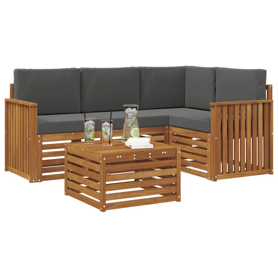 Ensemble de canapés d'extérieur 5 pcs Naturel et Anthracite - 3