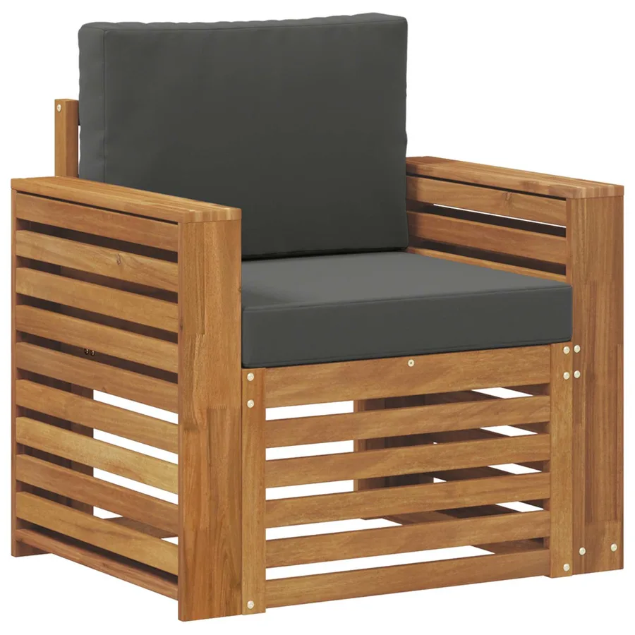 Canapé d’extérieur Bois d'acacia massif et polyester Naturel - 2