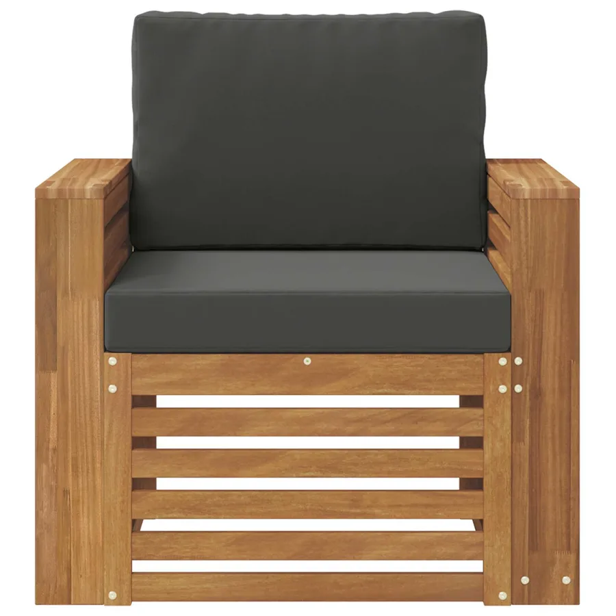 Canapé d’extérieur Bois d'acacia massif et polyester Naturel - 3