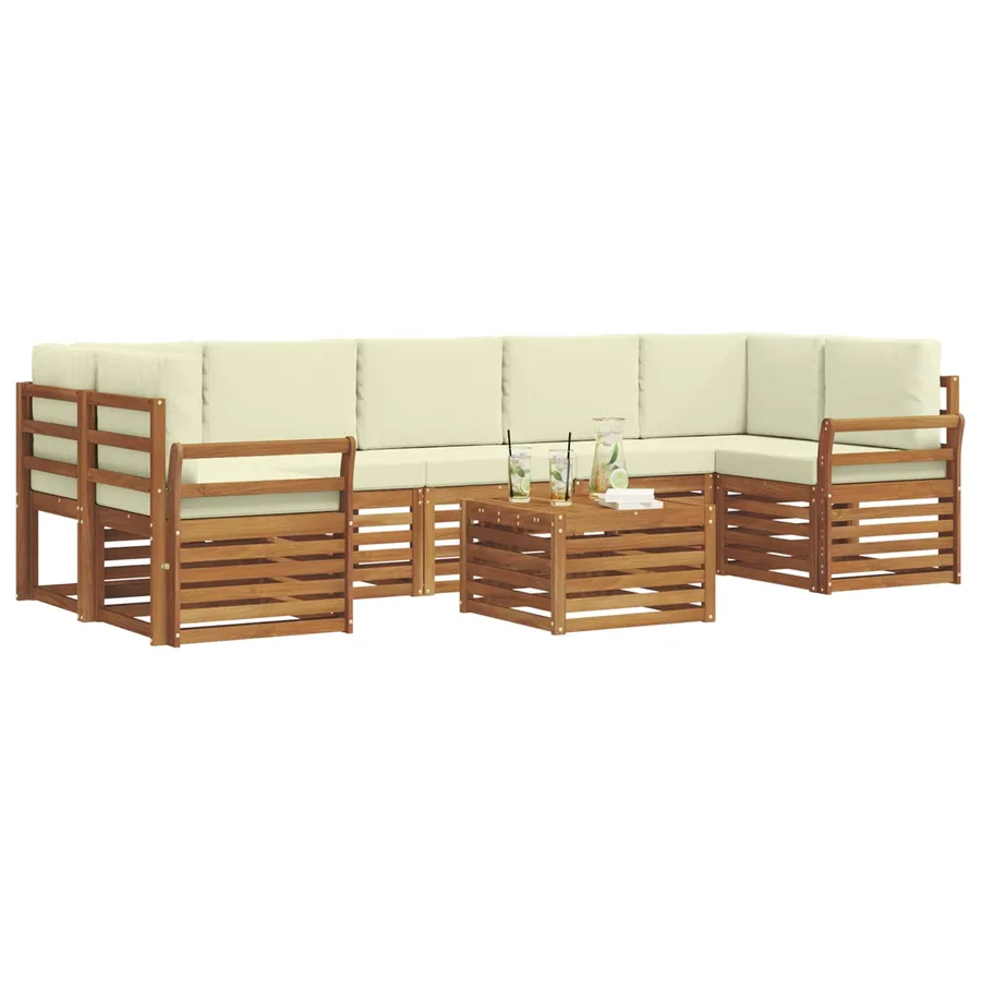 Ensemble de canapés d'extérieur 8 pcs Naturel et Crème - 3