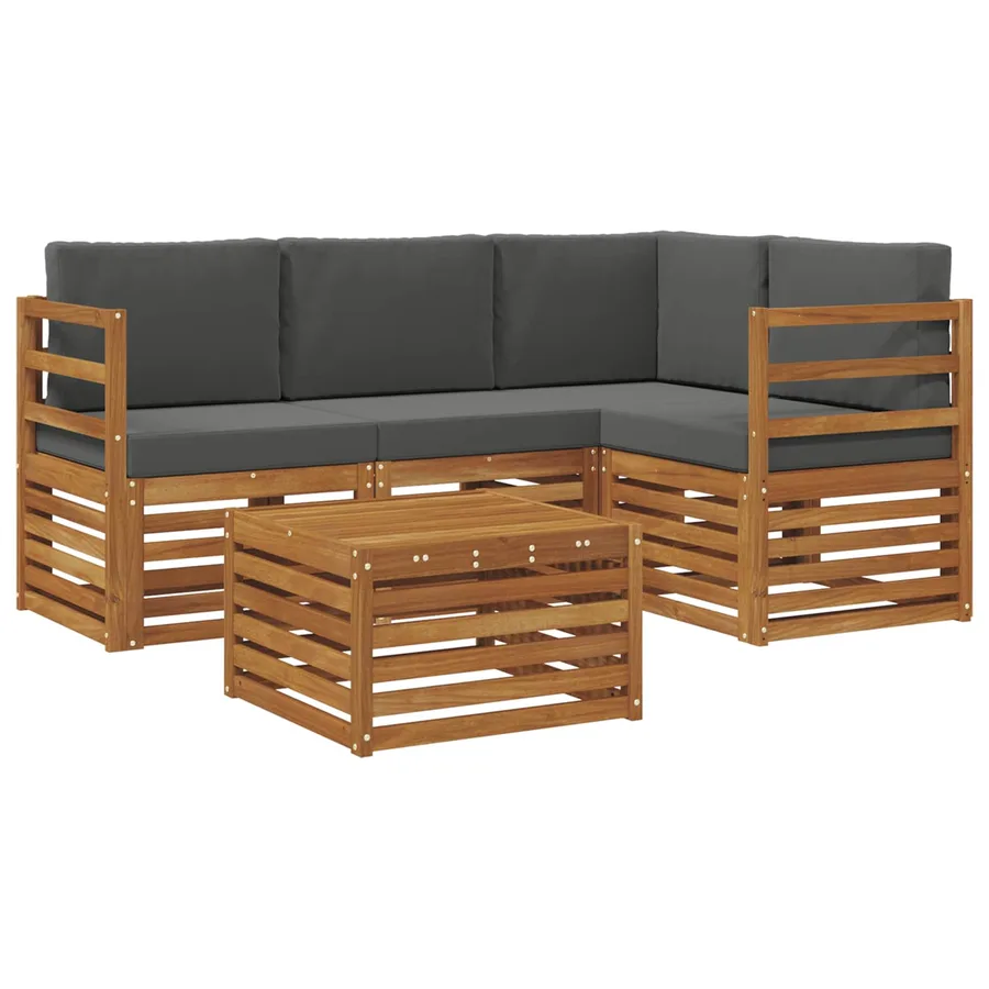Ensemble de canapés d'extérieur 5 pcs Naturel et Anthracite - 2