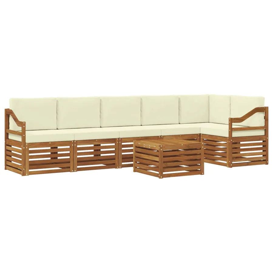 Ensemble de canapé d'angle avec coussin 7 pcs Naturel et Crème - 2