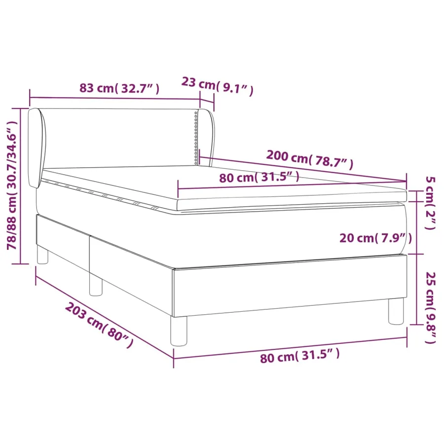 Sommier à lattes de lit avec matelas Gris foncé 80x200 cm Tissu - 7