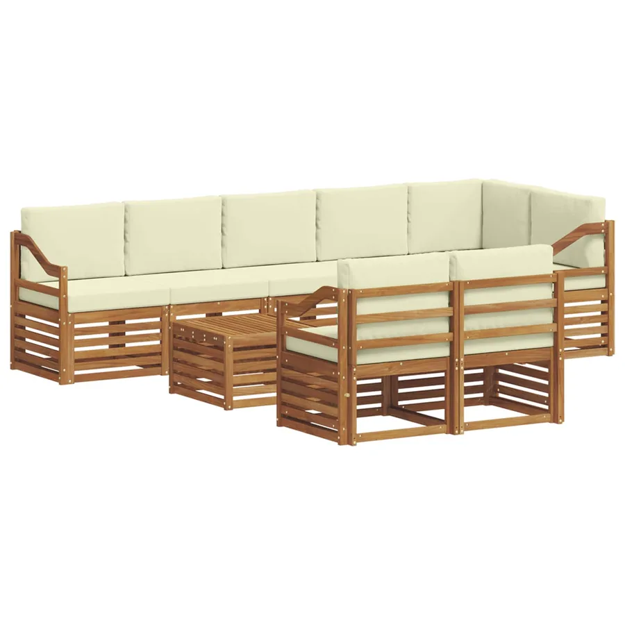 Ensembles de canapés avec coussin 9 pcs Naturel et Crème - 2