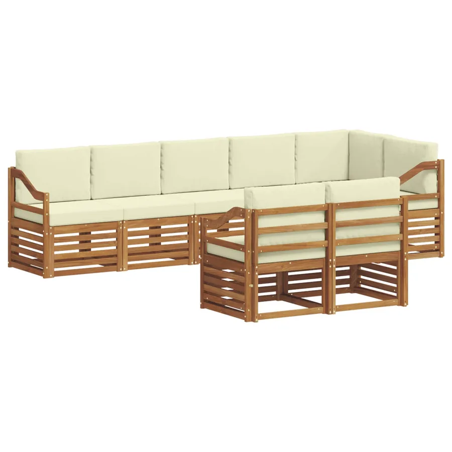 Ensembles de canapés avec coussin 8 pcs Naturel et Crème - 2