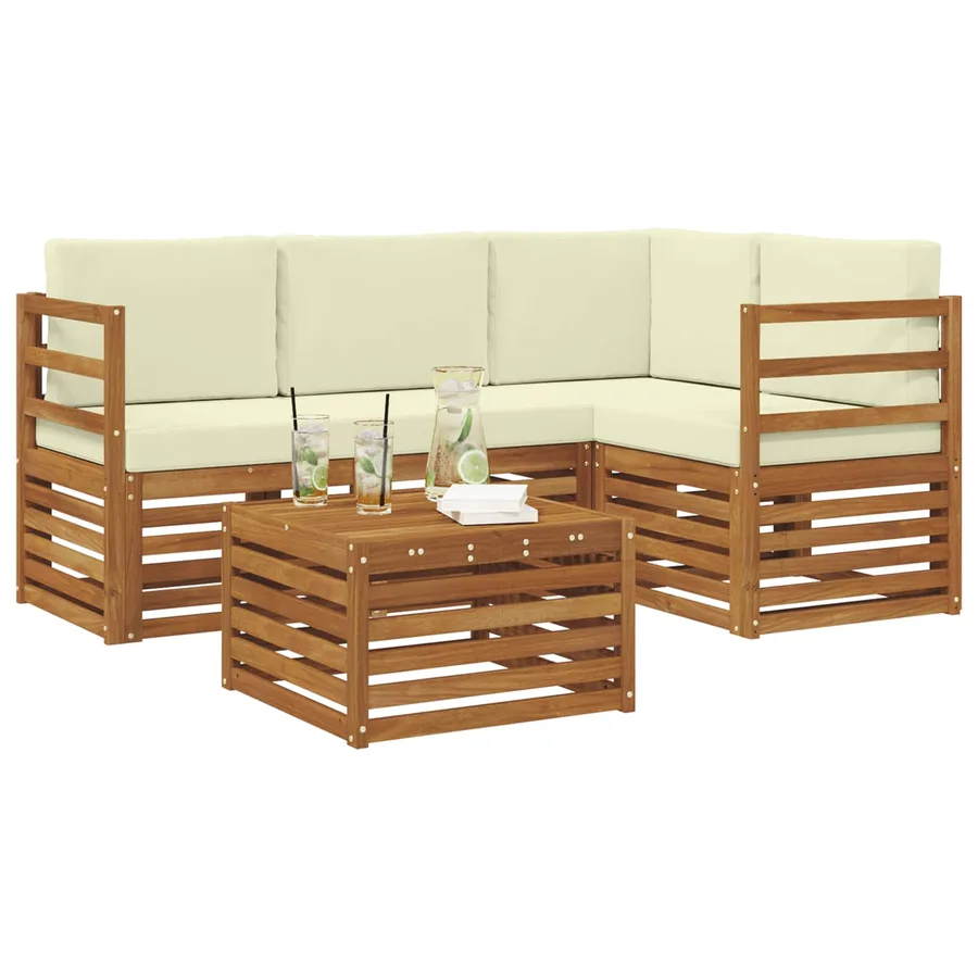 Ensemble de canapés d'extérieur 5 pcs Naturel et Crème - 3
