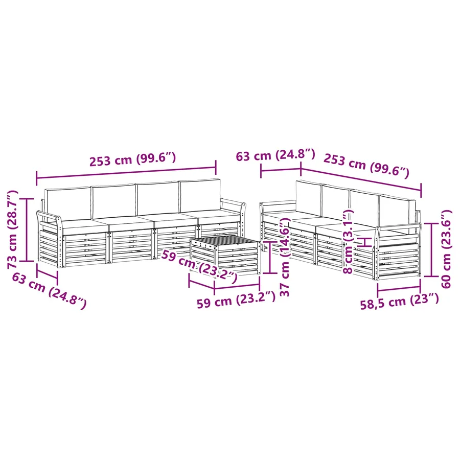 Ensembles de canapés avec coussin 9 pcs Naturel et Crème - 10