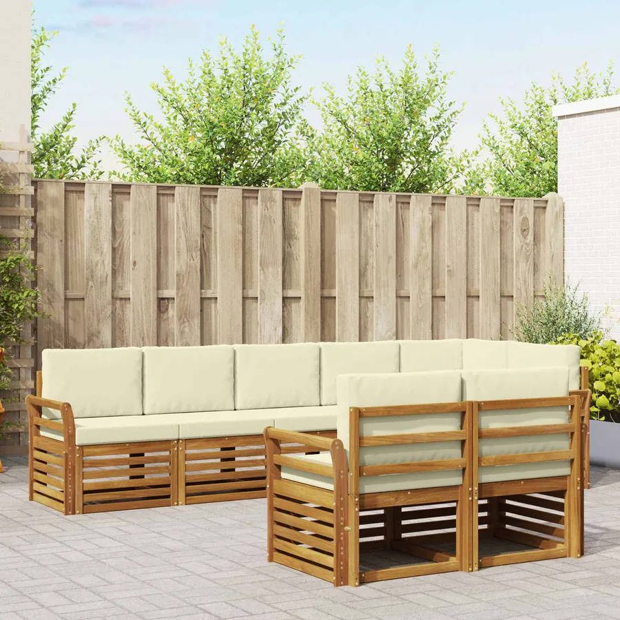 Ensembles de canapés avec coussin 8 pcs Naturel et Crème