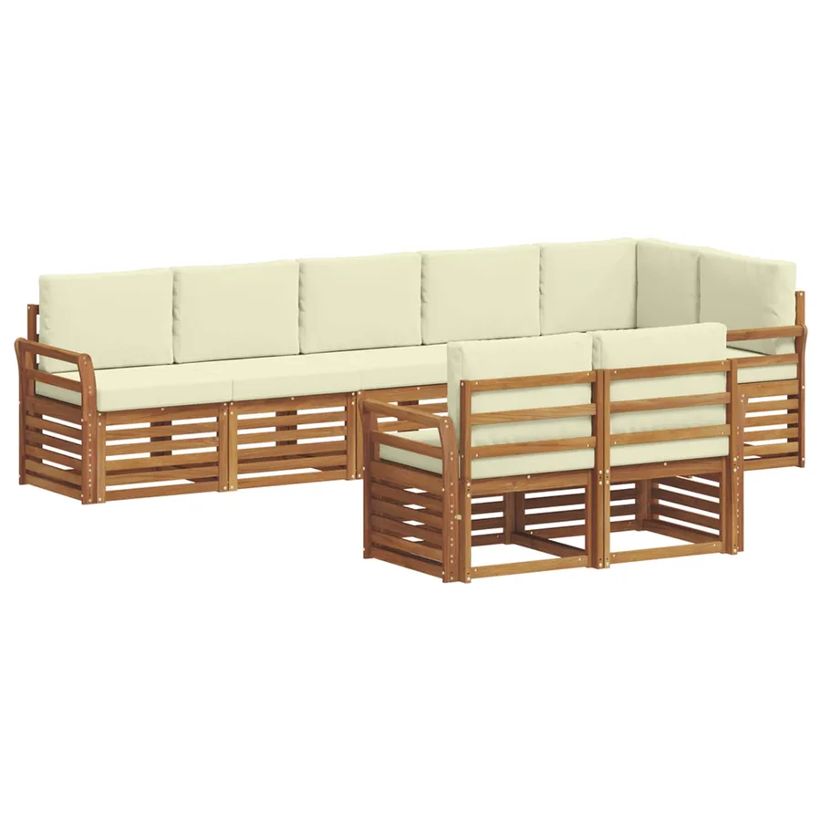 Ensembles de canapés avec coussin 8 pcs Naturel et Crème - 2