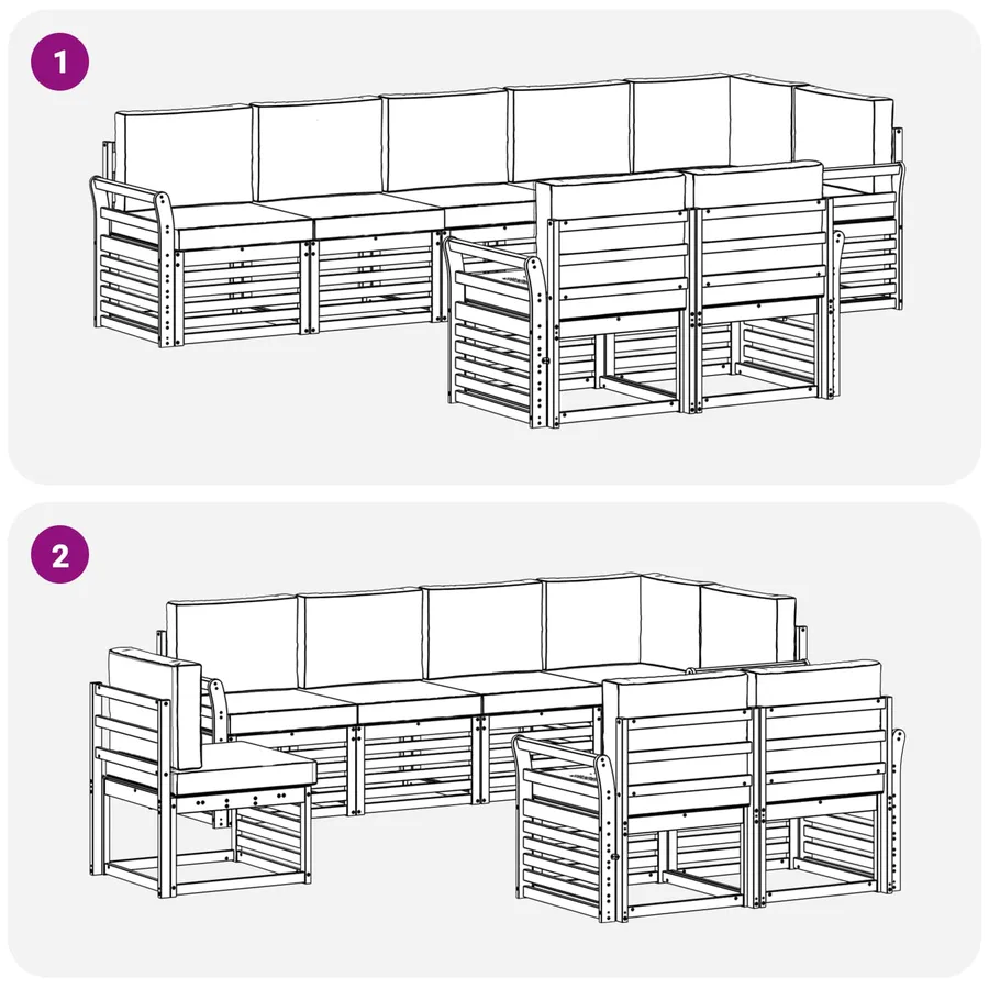 Ensembles de canapés avec coussin 8 pcs Naturel et Crème - 7