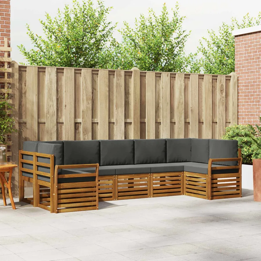 Ensemble de canapé d'angle 7 pcs Naturel et Anthracite