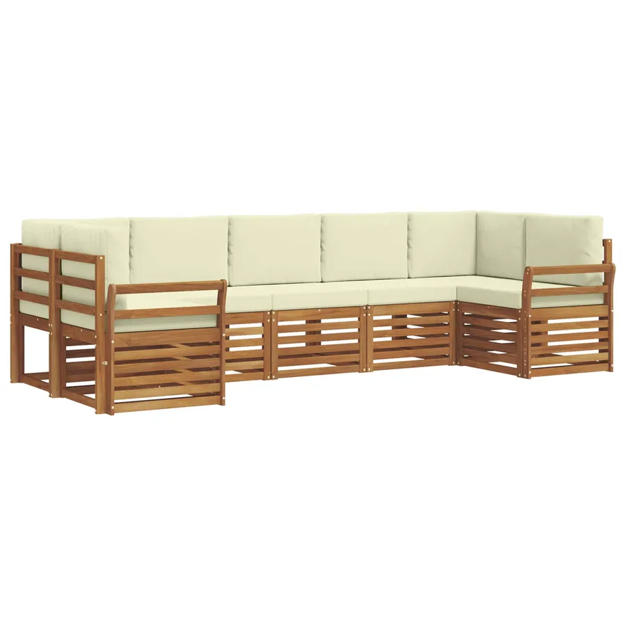 Ensemble de canapé d'angle avec coussin 7 pcs Naturel et Crème - 2