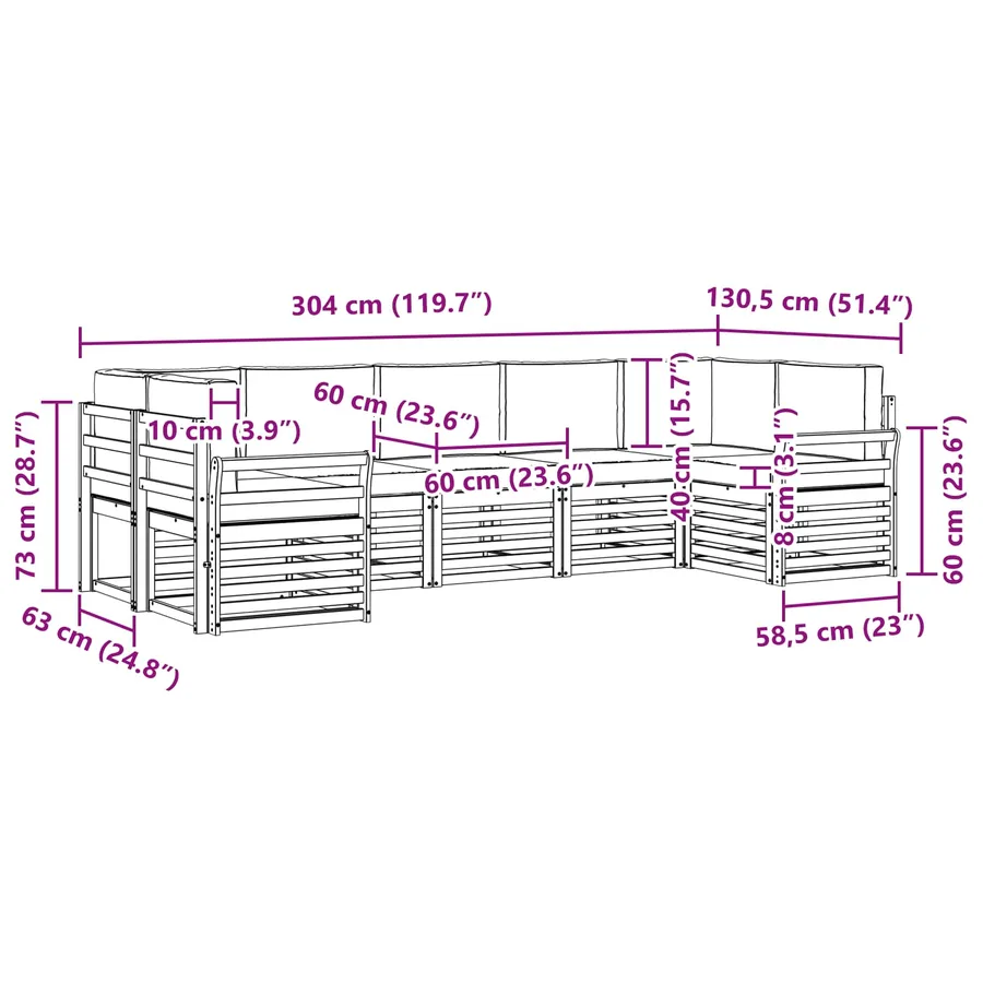 Ensemble de canapé d'angle avec coussin 7 pcs Naturel et Crème - 9