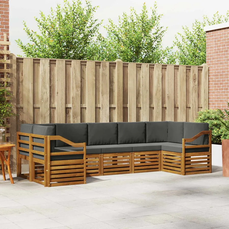 Ensemble de canapé d'angle 7 pcs Naturel et Anthracite
