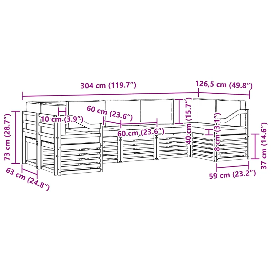 Ensemble de canapé d'angle avec coussin 7 pcs Naturel et Crème - 9