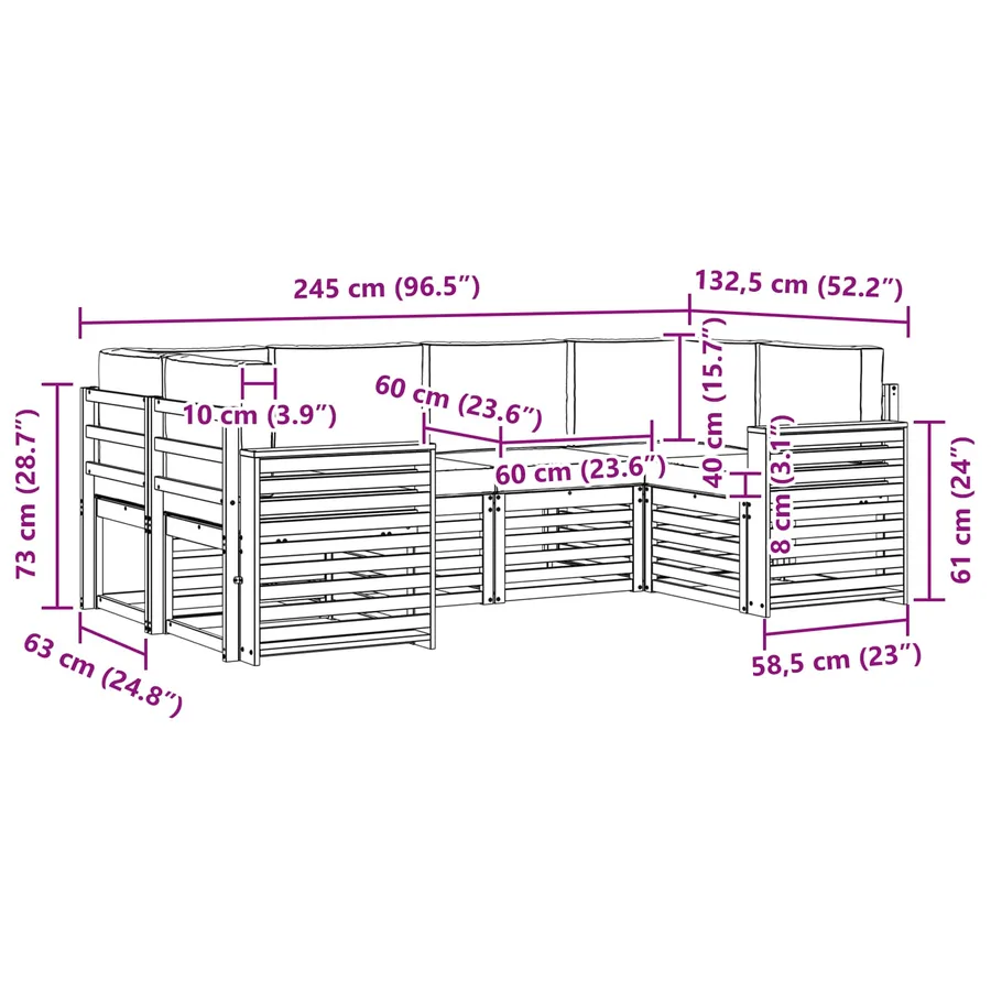 Ensemble de canapé d'angle avec coussin 6 pcs Naturel et Crème - 9