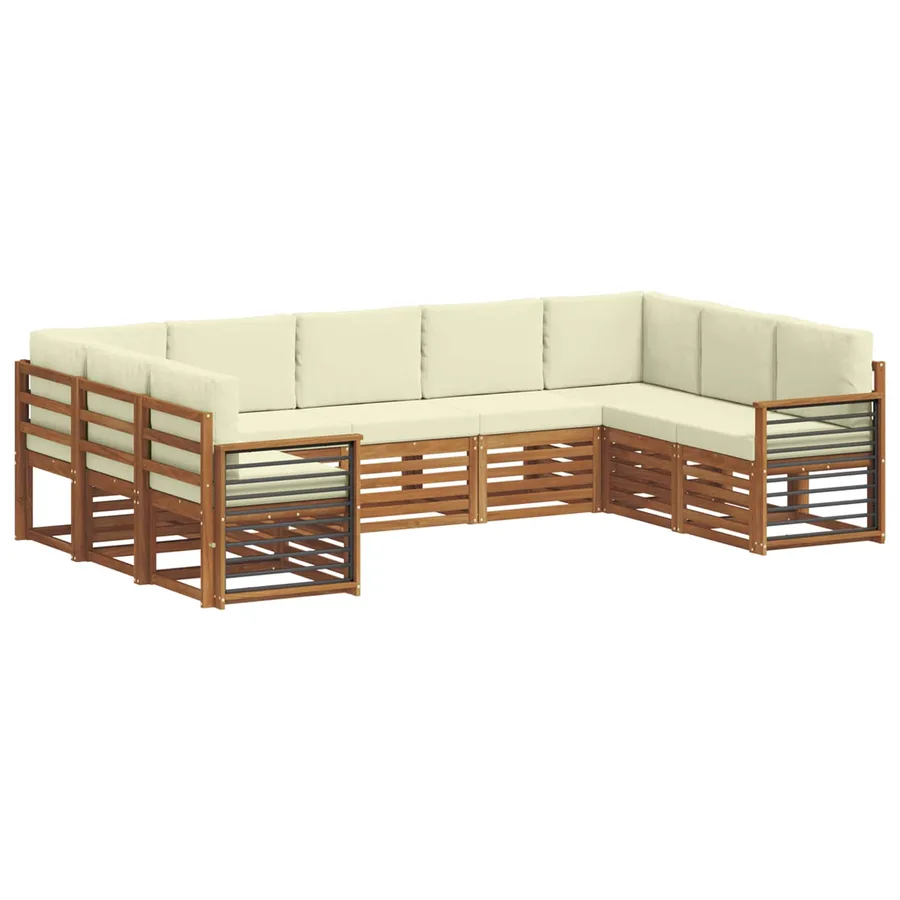 Ensemble de canapé d'angle avec coussin 9 pcs Naturel et Crème - 2