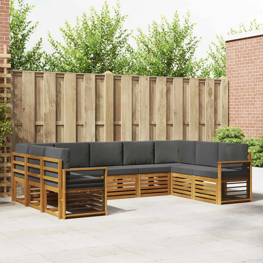 Ensemble de canapé d'angle 9 pcs Naturel et Anthracite