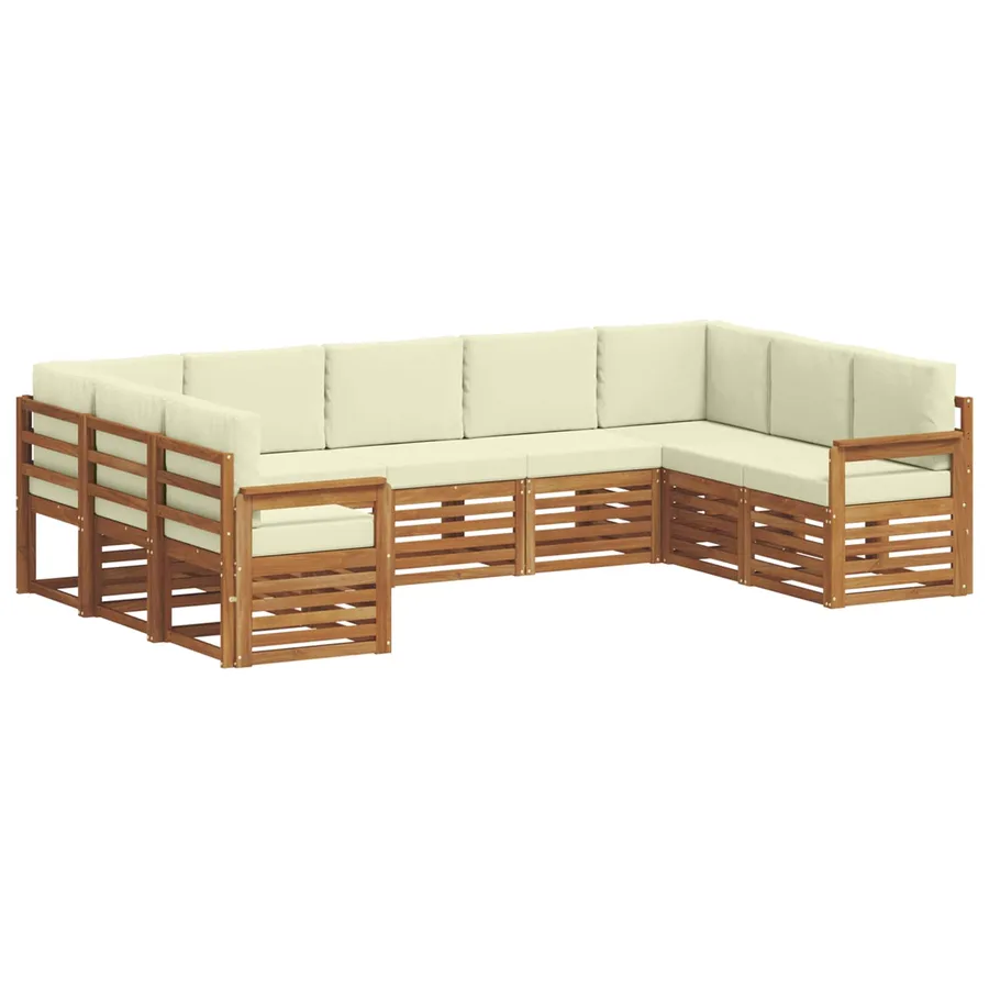 Ensemble de canapé d'angle avec coussin 9 pcs Naturel et Crème - 2