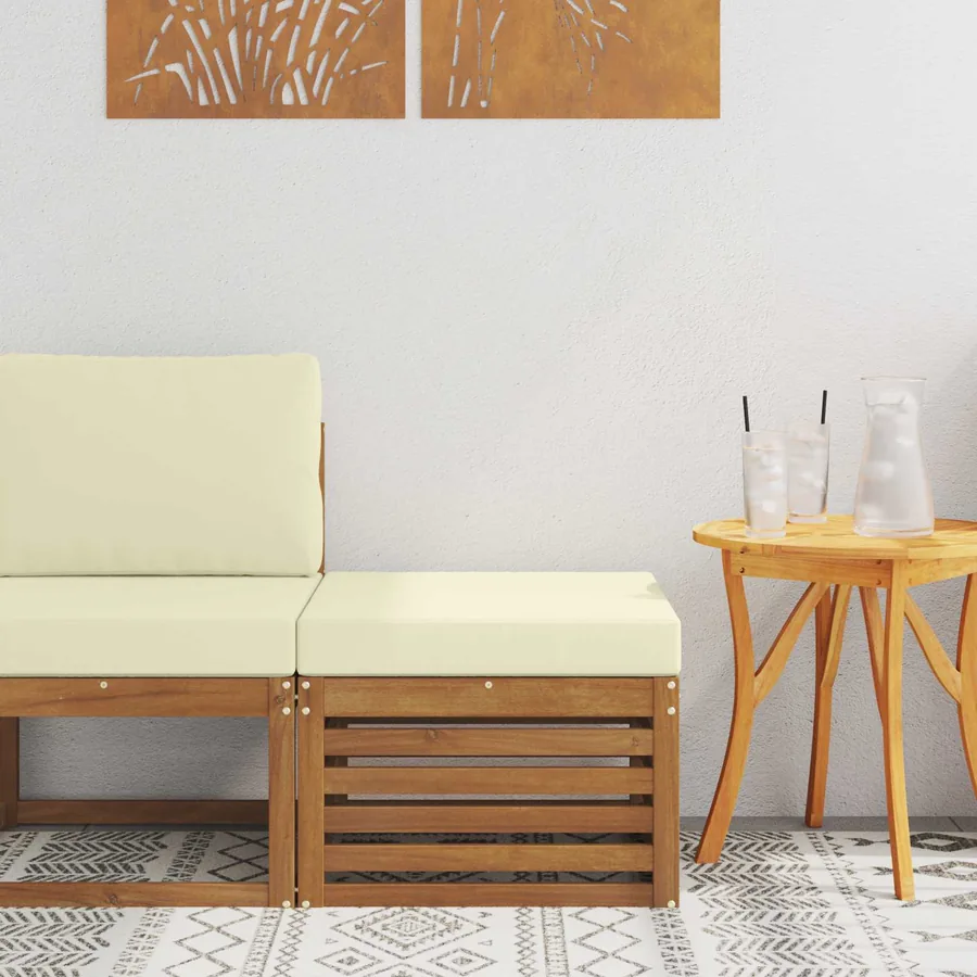 Pouf d'Extérieur Bois d'Acacia Massif Naturel