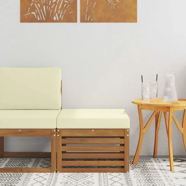 Pouf d'Extérieur Bois d'Acacia Massif Naturel