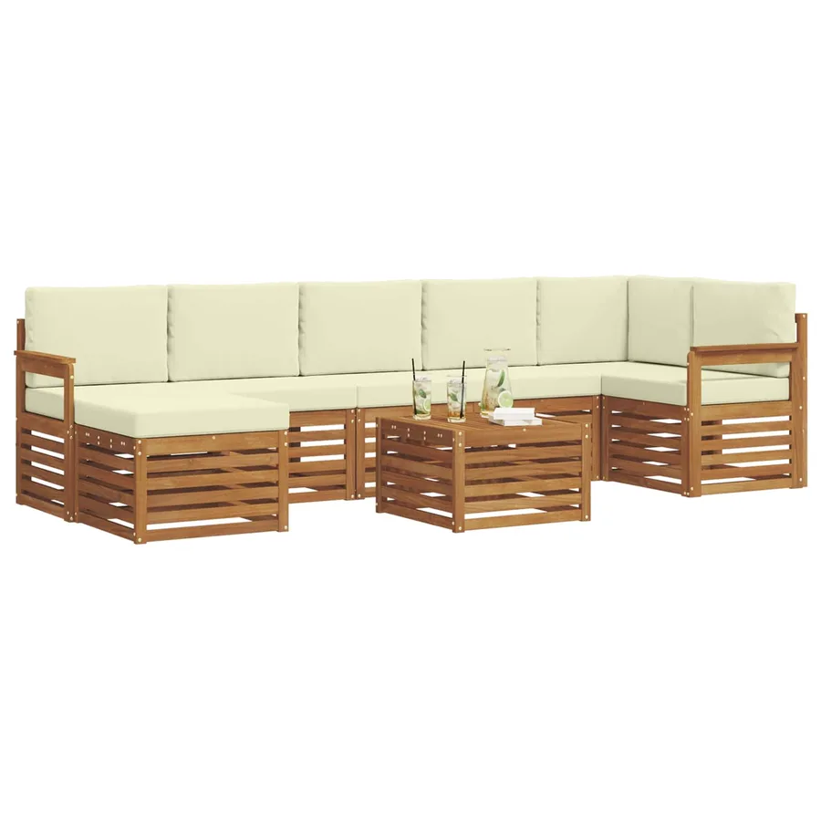 Ensemble de canapés d'extérieur 8 pcs Naturel et Crème - 3