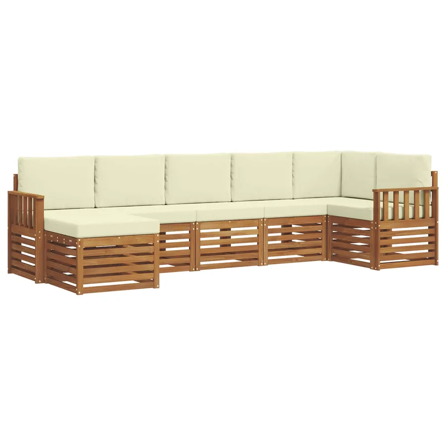Ensemble de canapé d'angle avec coussin 7 pcs Naturel et Crème - 2