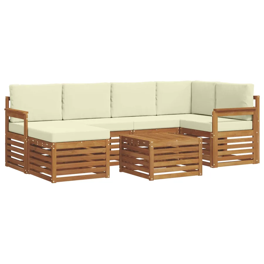 Ensemble de canapé d'angle avec coussin 7 pcs Naturel et Crème - 2