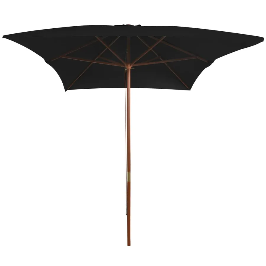Parasol de jardin avec mât en bois noir 200x300 cm - 2