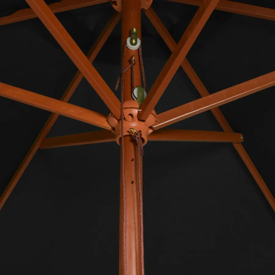 Parasol de jardin avec mât en bois noir 200x300 cm - 5