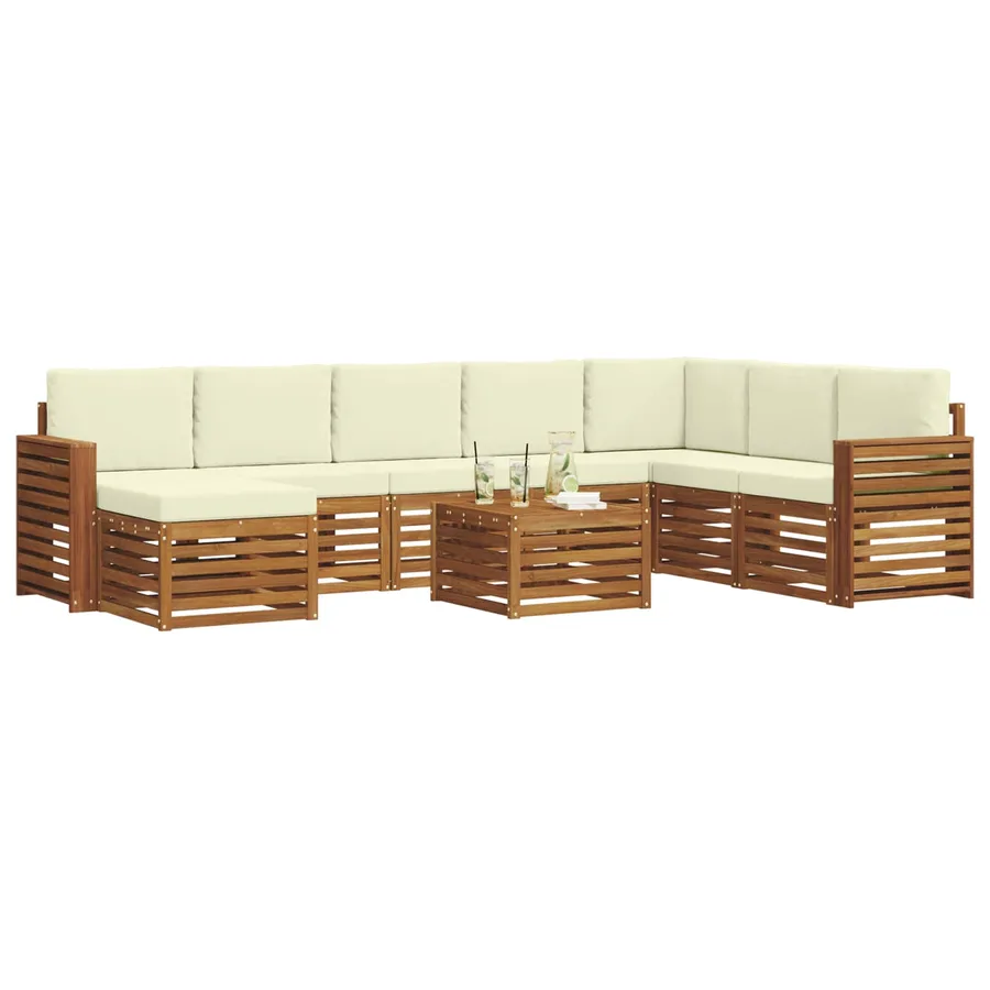 Ensemble de canapés d'extérieur 9 pcs Naturel et Crème - 3