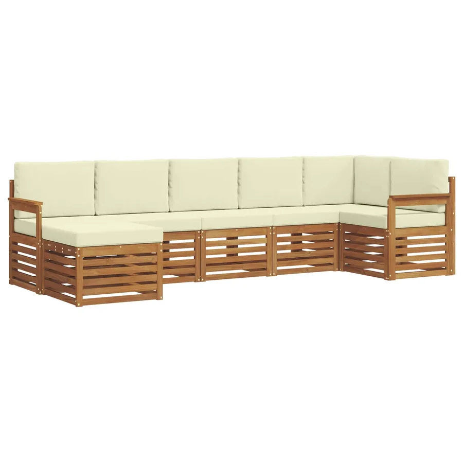Ensemble de canapé d'angle avec coussin 7 pcs Naturel et Crème - 2
